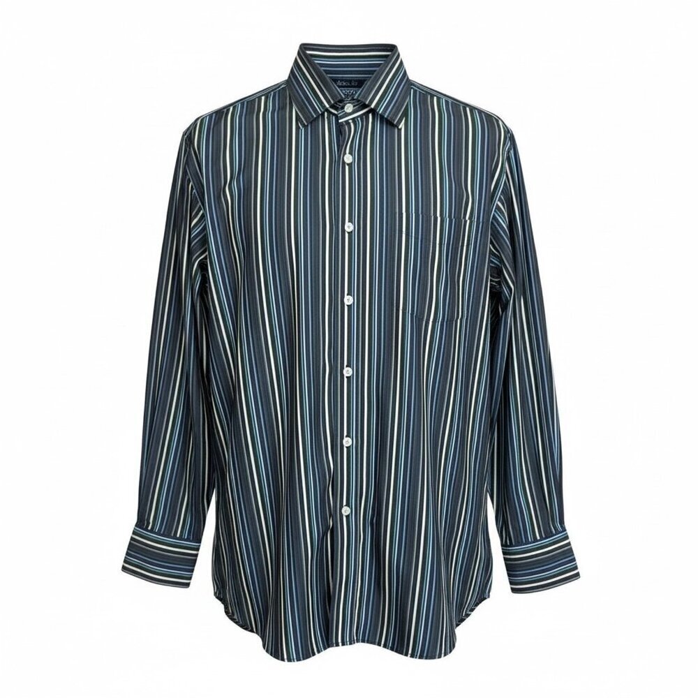 English Laundry Christopher Wicks Men's Shirt Blue Black Stripe Size 16.5 32/33